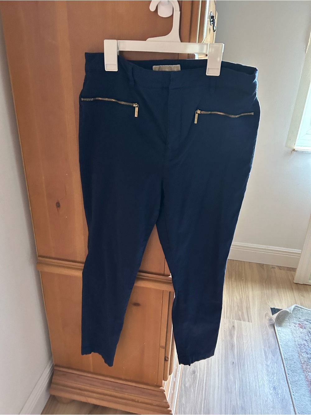 Michael Kors Navy Pants with Gold Hardware